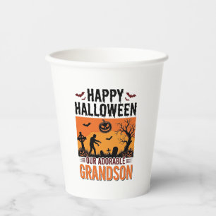 Happy Halloween Grandson Vintage Spooky Shirt Desi Paper Cups