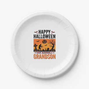 Happy Halloween Grandson Vintage Spooky Shirt Desi Paper Plate