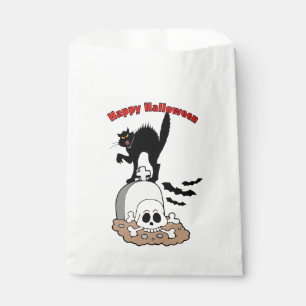 Happy Halloween Gravestone Black Cat and Skull  Favour Bags