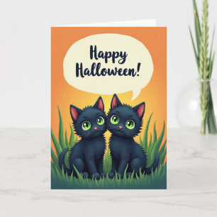 Happy Halloween Green Grass Card