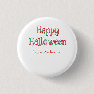 Happy halloween green orange pastel trendy modern 3 cm round badge
