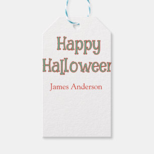 Happy halloween green orange pastel trendy modern gift tags