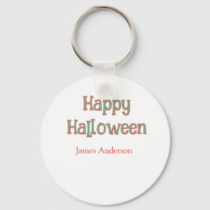 Happy halloween green orange pastel trendy modern key ring