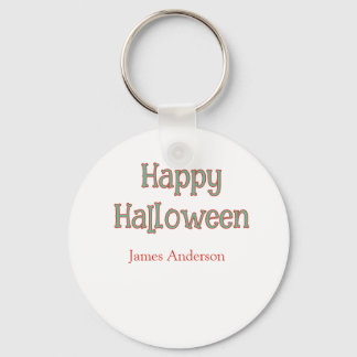 Happy halloween green orange pastel trendy modern key ring