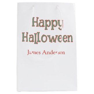 Happy halloween green orange pastel trendy modern medium gift bag