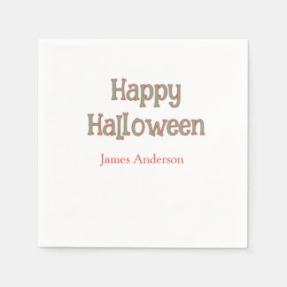 Happy halloween green orange pastel trendy modern napkin