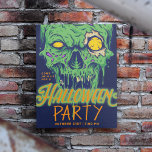 Happy Halloween |  Green Slimy Zombie Skull Postca Postcard<br><div class="desc">Happy Halloween |  Green Slimy Zombie Skull</div>