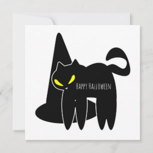 Happy Halloween Greeting Card   Creepy Black Cat