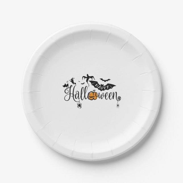 happy Halloween, Halloween party, funny Halloween  Paper Plate (Front)