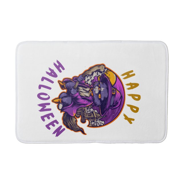 Happy Halloween Halloween Witch Cat Bath Mat (Front)