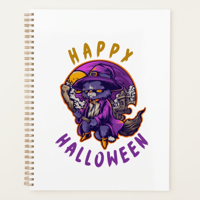 Happy Halloween Halloween Witch Cat Planner (Front)