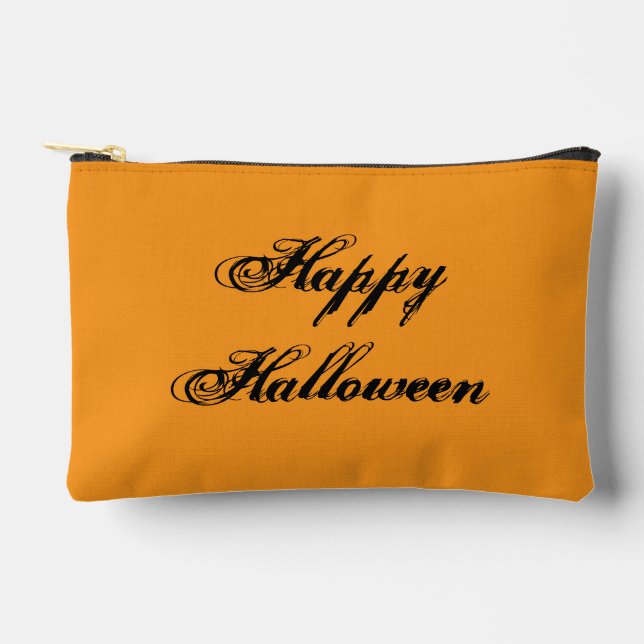 Happy Halloween Handwriting Cosmetic Bag (Orange) (Front)