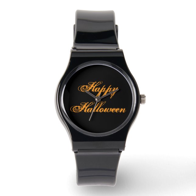 Happy Halloween Handwriting Watch (Black & Orange) (Front)