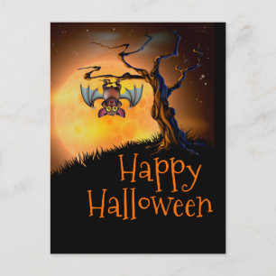 Happy Halloween Hanging Bat Postcard