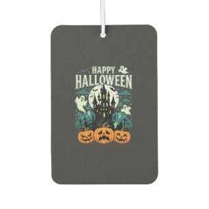 Happy Halloween Haunted Castle Ghosts and Pumpkins Car Air Freshener
