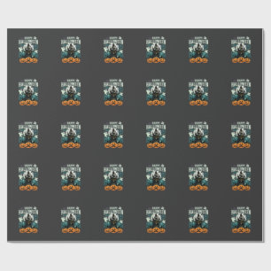 Happy Halloween Haunted Castle Ghosts and Pumpkins Wrapping Paper