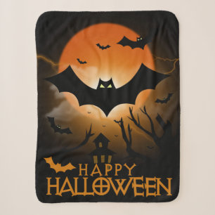 Happy Halloween Haunted House Cosy Spooky Fall Sherpa Blanket
