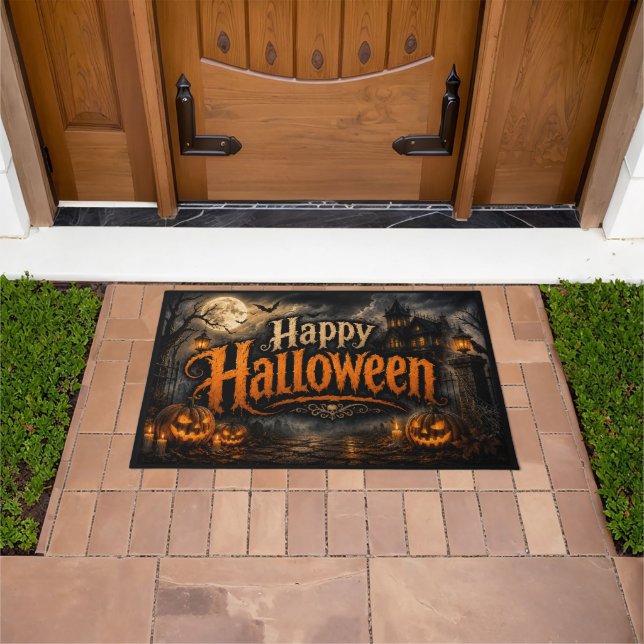 Happy Halloween Haunted House Doormat (Outdoor)