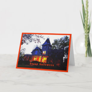 Happy Halloween Haunted House Greeting Card