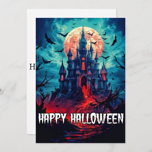 Happy Halloween | Haunted House Holiday Card (Front/Back)