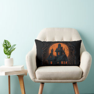 Happy Halloween Haunted House Lumbar Cushion