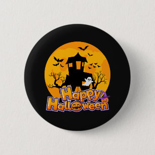 Happy Halloween Haunted House Moon 6 Cm Round Badge