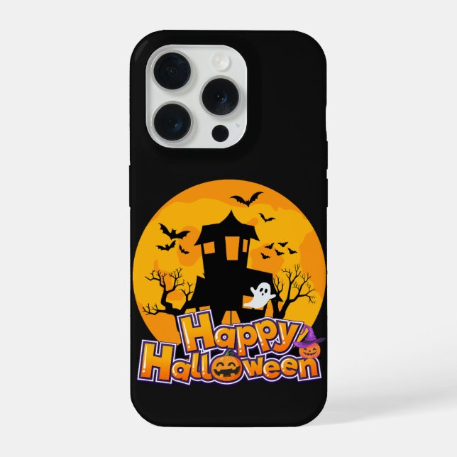 Happy Halloween Haunted House Moon iPhone Case (Back)