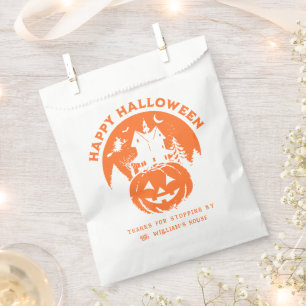 Happy Halloween Haunted House Orange Favour Bags