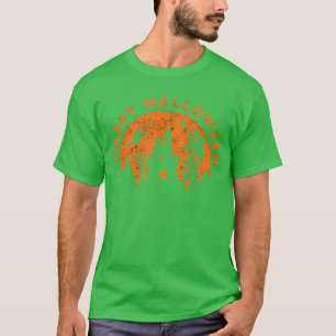 Happy Halloween, Haunted House Orange Vintage Them T-Shirt