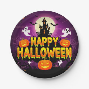 Happy Halloween Haunted House PartyPaper Plate