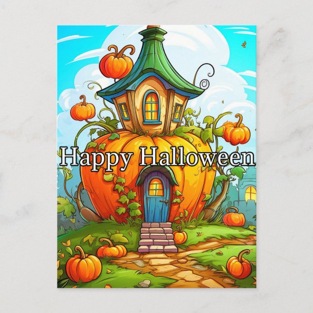 Happy Halloween | Haunted House Postcard (Front)