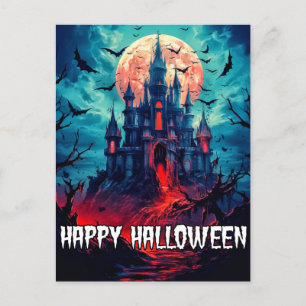 Happy Halloween   Haunted House Postcard