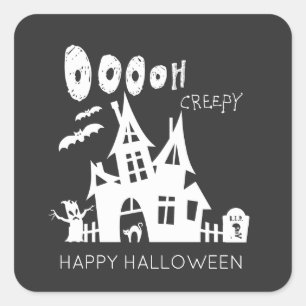 Happy Halloween Haunted House  Square Sticker
