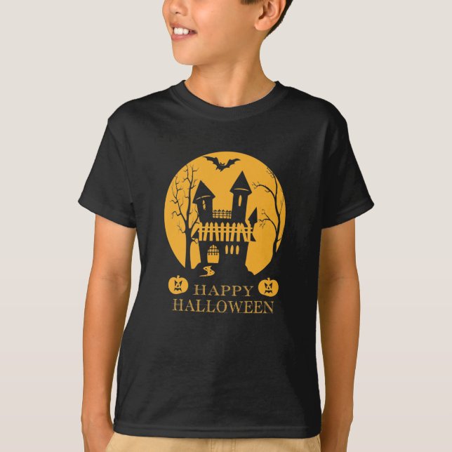 Happy Halloween Haunted House  T-Shirt (Front)