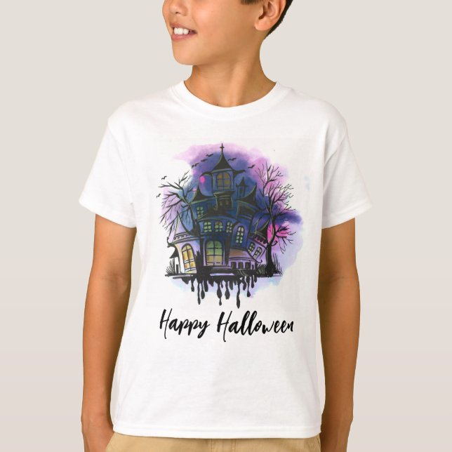  Happy Halloween Haunted House T-Shirt (Front)