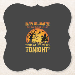 Happy Halloween Haunted House Trick or Treat Paper Coaster
