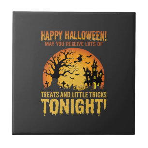 Happy Halloween Haunted House Trick or Treat Tile