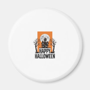 Happy Halloween Haunted House Vintage Graphic_1 Magnet