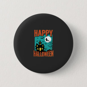 Happy Halloween Haunted House Witch Design 6 Cm Round Badge