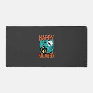 Happy Halloween Haunted House Witch Design Desk Mat