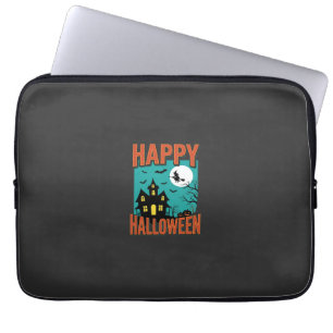 Happy Halloween Haunted House Witch Design Laptop Sleeve