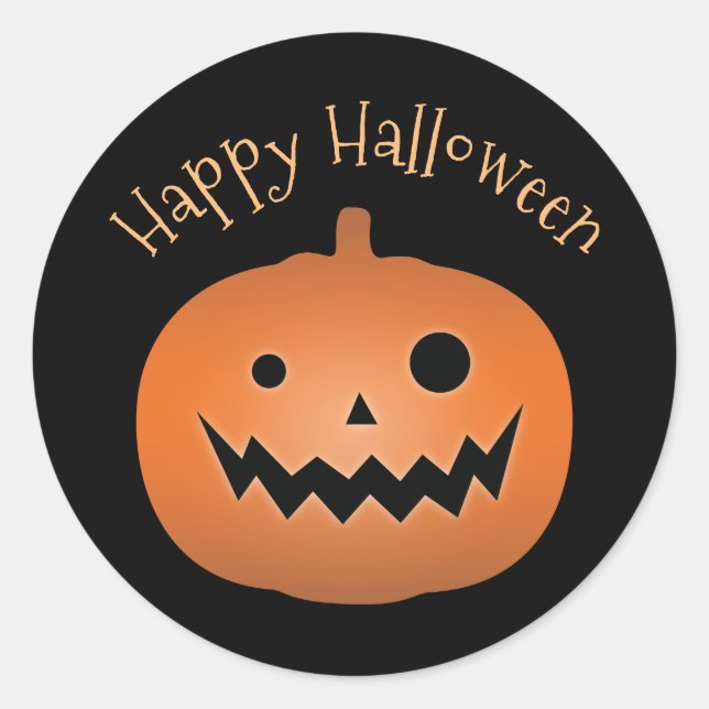 Happy Halloween Haunted Jack O Lantern Pumpkin Classic Round Sticker (Front)