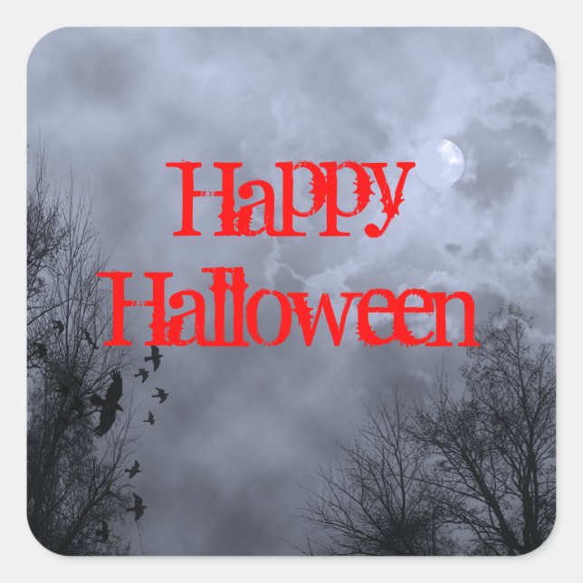 Happy Halloween Haunted Moon Sticker (Front)