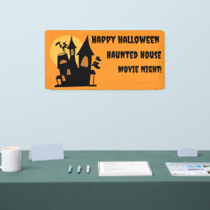 Happy Halloween Haunted Movie Night Spook  Banner