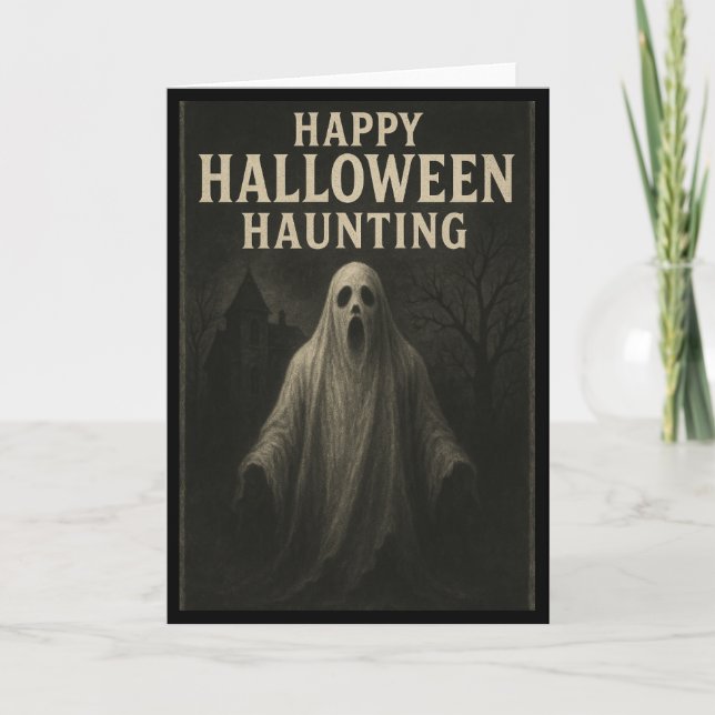 Happy Halloween Haunting - Ghostly Greetings Card (Front)