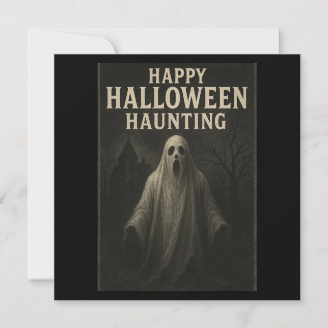 Happy Halloween Haunting - Ghostly Greetings Card (Front)