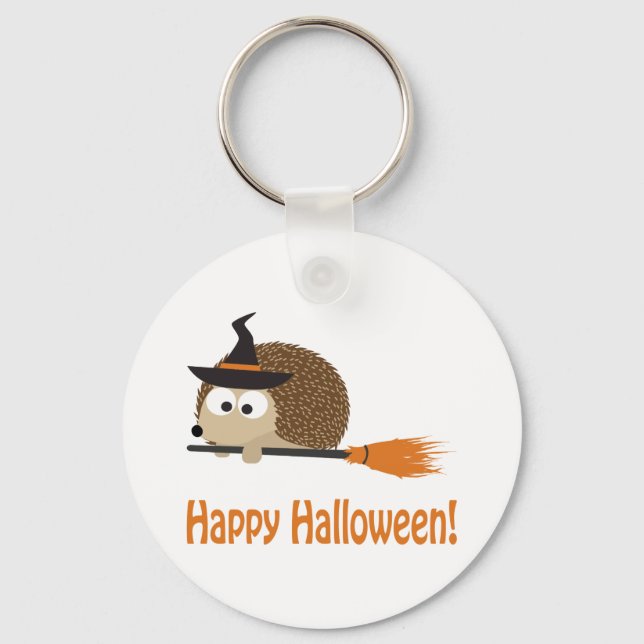 Happy Halloween! Hedgehog Witch Key Ring (Front)