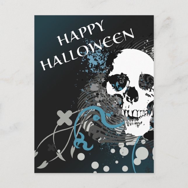 happy halloween hi-fi skull postcard (Front)