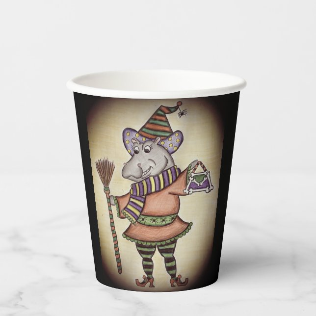 Happy Halloween Hippo Paper Cups (Front)
