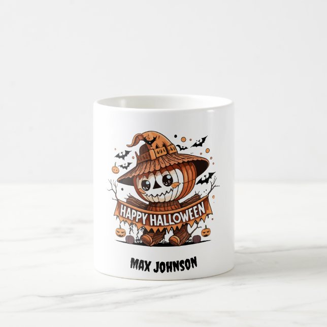 Happy Halloween - Hocus Pocus Orange Black Coffee Mug (Center)